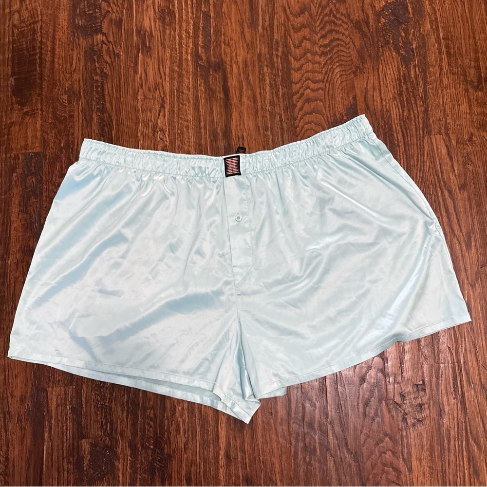 Savage X Fenty Rihanna Satin Boxers XXXXL Aqua Blue Elastic Waist Sleep Lounge